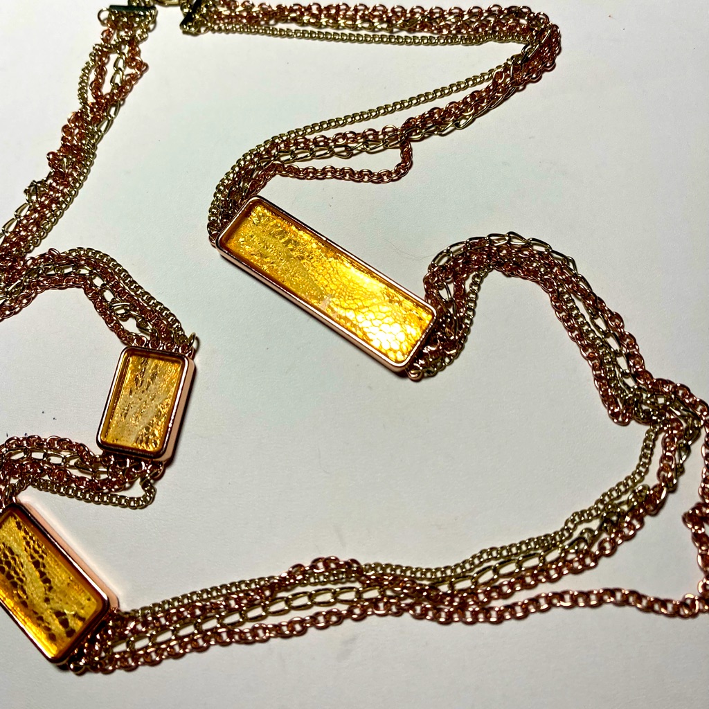 Gold Necklace With Netting Inserts 494